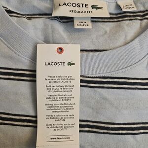 Lacoste Light Blue Striped Short Sleeve Tee